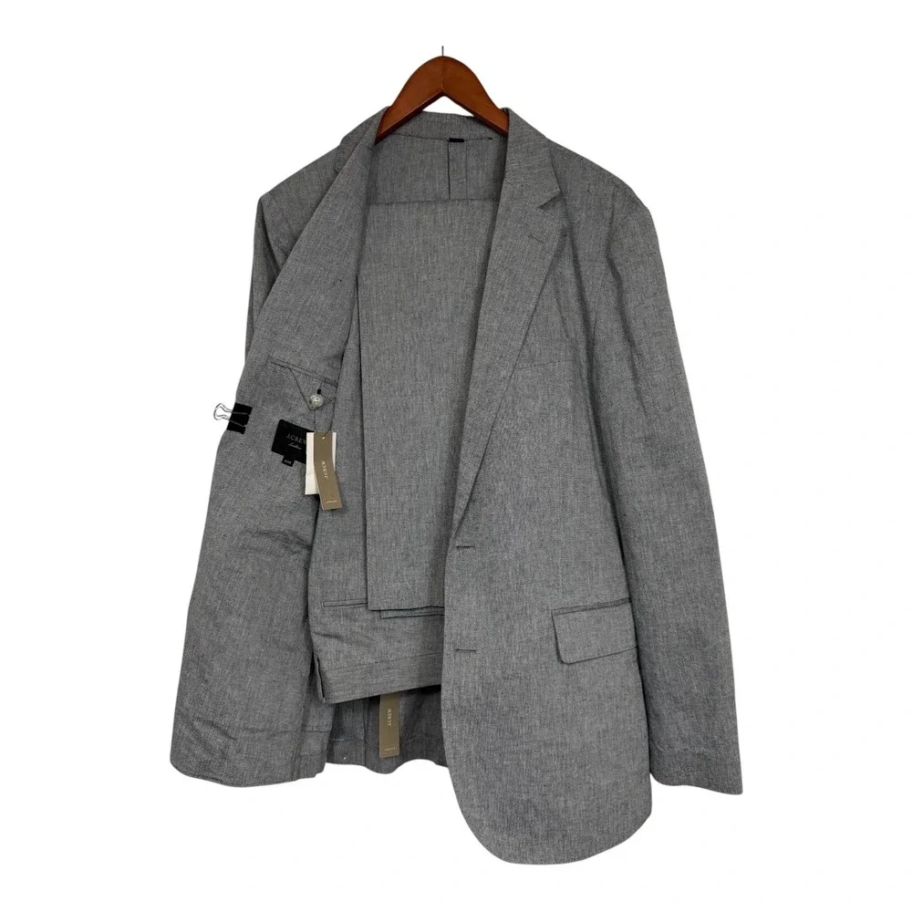 J.Crew Ludlow Suit Mens 40R 32x32 Gray Cotton Linen Somelos 2 Piece NWT